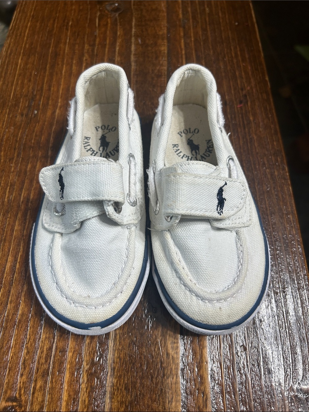 Polo by Ralph Lauren White Canvas with Navy Trim Toddler Shoes